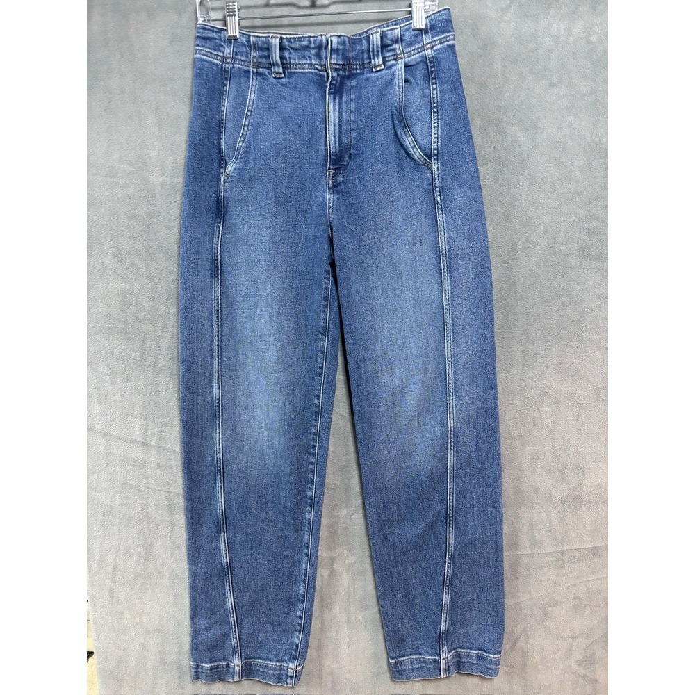 Madewell Jeans Tapered Denim Trousers Calvert Blue High Rise Comfort Sz 27 Boho